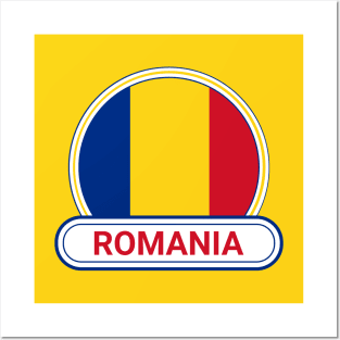 Romania Country Badge - Romania Flag Posters and Art